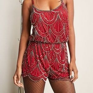 Red Sequins Romper